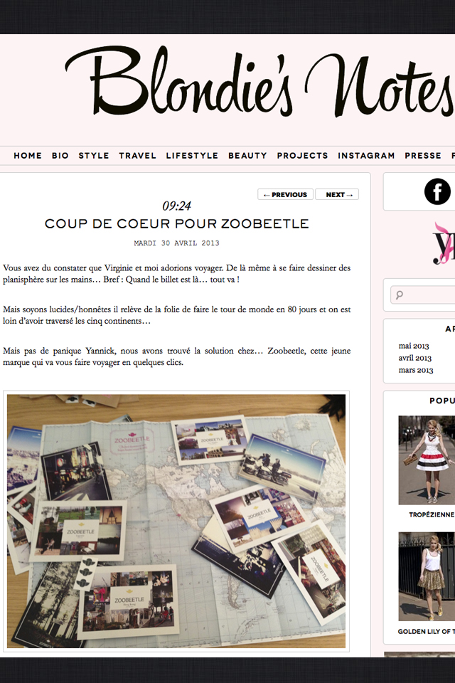 Article Zoobeetle - Blondies notes